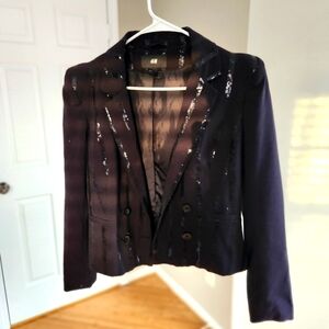 H&M Black Elegant Sequin Blazer Shoulderpats, Waisted